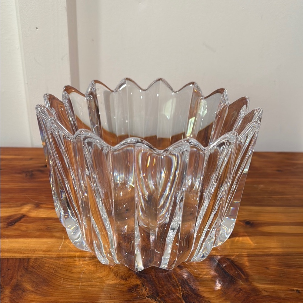 Vintage Orrefors Sweden Jan Johansson Crystal Stunning Fleur Bowl Signed